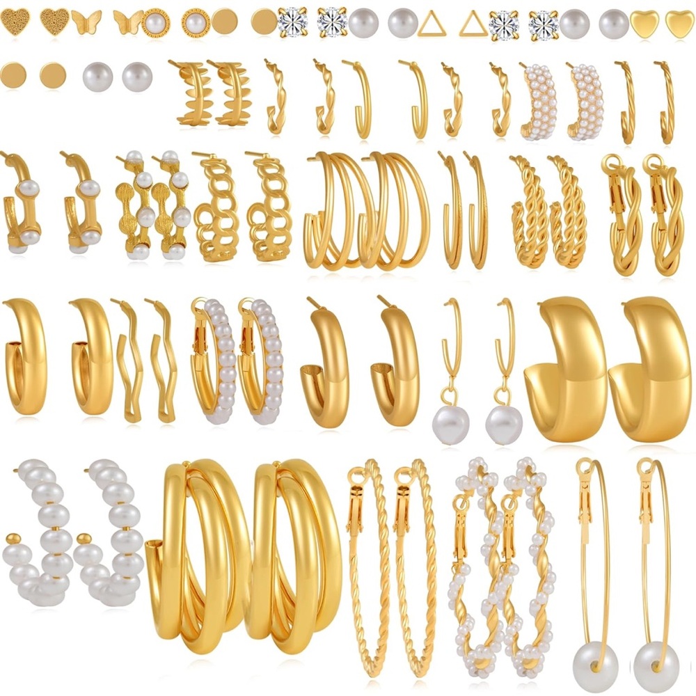 Gold and Pearl Earring Earrings (36pc)